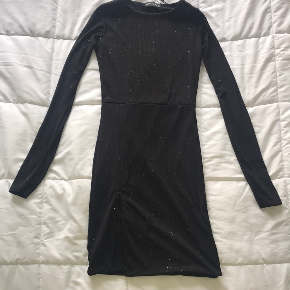 Black Glitter Bodycon Dress